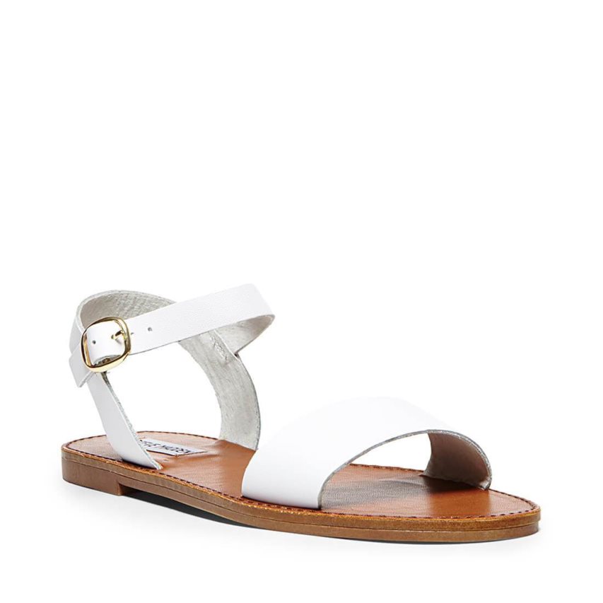 Sandalias Planas Steve Madden Donddi Cuero Mujer Blancas | ES BH481E